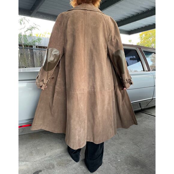 🔥Vintage ILGWU USA Made Brown Suede Leather Distressed Duster Jacket Coat XS-S - Picture 4 of 15